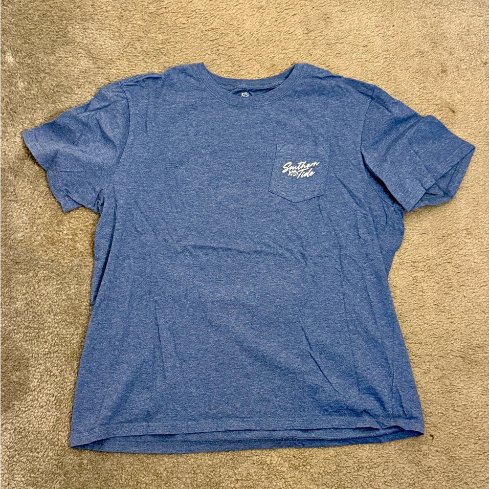 Southern Tide Heather Blue Pocket Tee